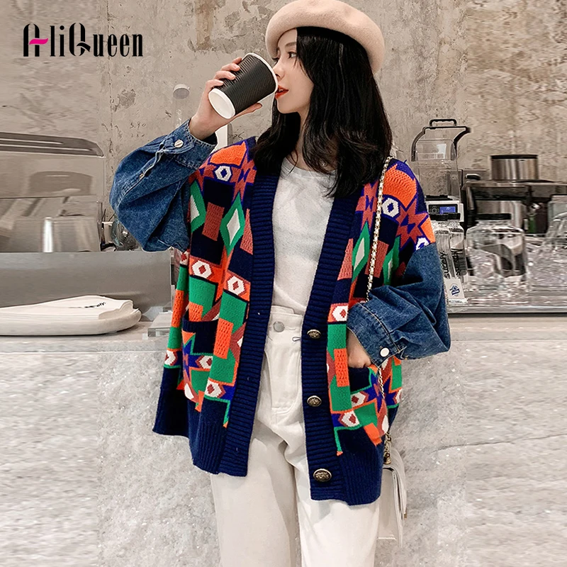 Осень 2019 женский кардиган свитер с v-образным вырезом Свободное пальто зимнее