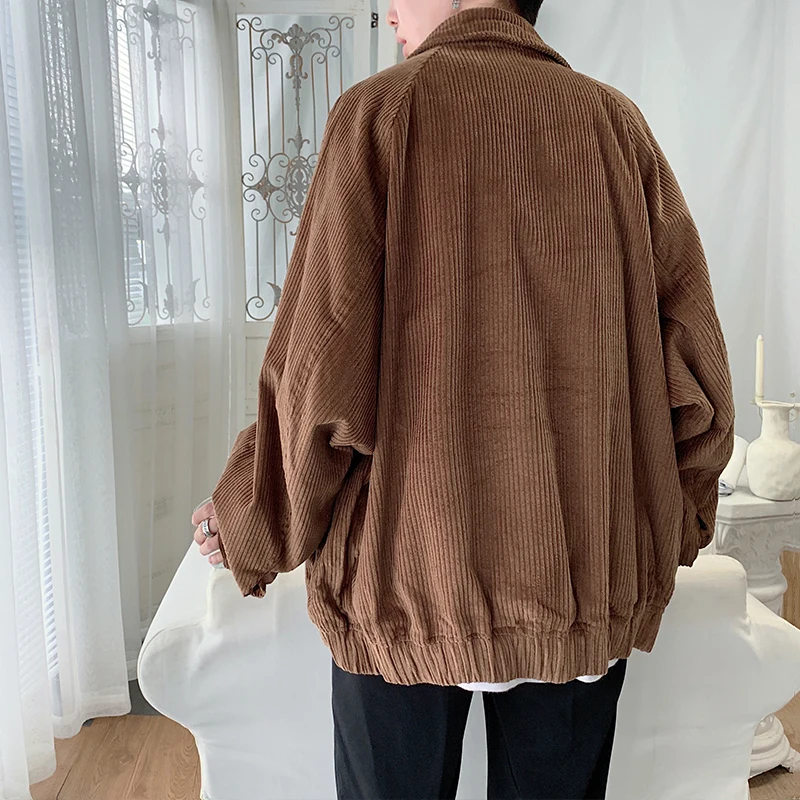 

2019 Winter New Korean Version Of European And American Style Loose Casual Corduroy Double-breasted Jacket Hip Hop