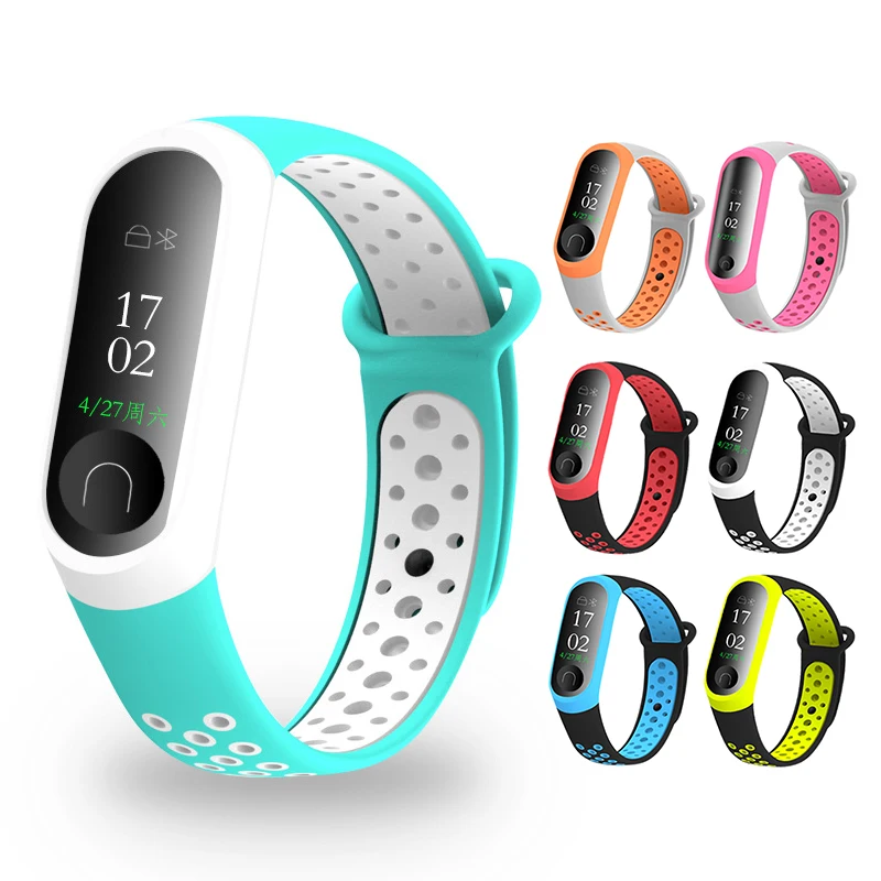 Mi Band 3 4 ремешок Спортивные Силиконовые часы наручные браслет Miband3 аксессуары