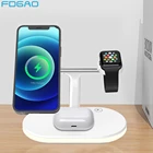 Магнитное Беспроводное зарядное устройство для iPhone 13 12 Pro Max Mini с кабелем Type-C Qi 15 Вт Быстрая зарядка для Apple Watch 7 6 Airpods 3 Pro
