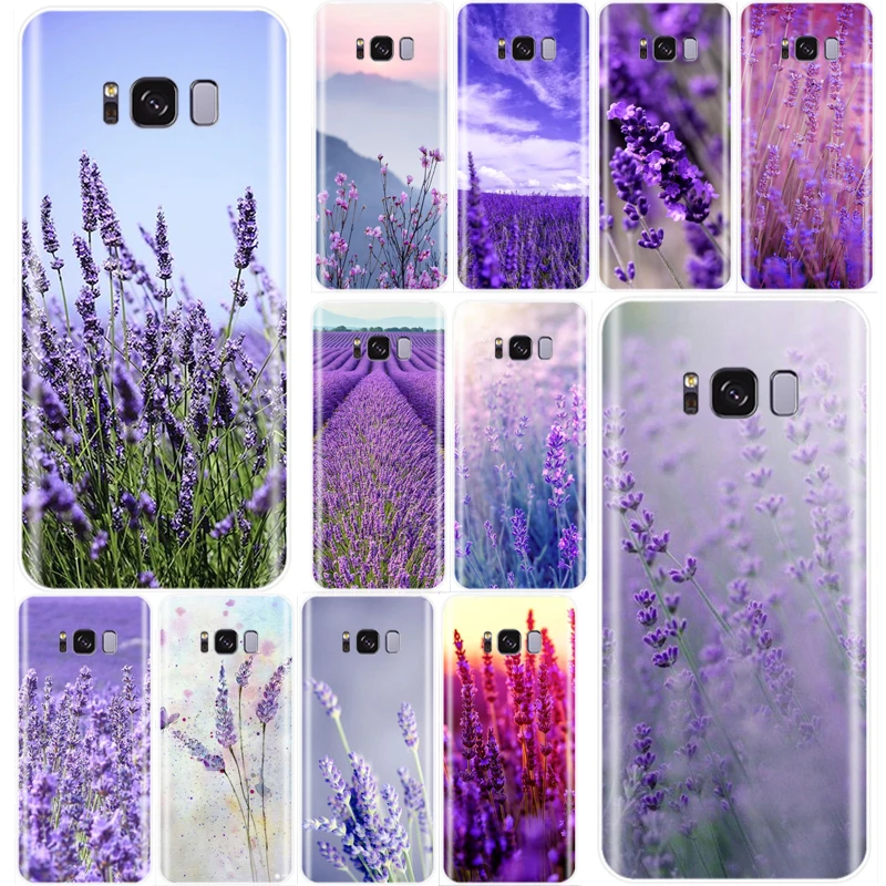 Простой мягкий силиконовый чехол из ТПУ с фиолетовыми цветами лаванды для Samsung