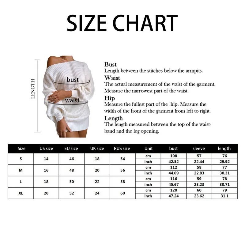 

2020 New Autumn winter The hottest Ladies Casual Off-ShoulderLantern Sleeve Knitted Sweater Dress