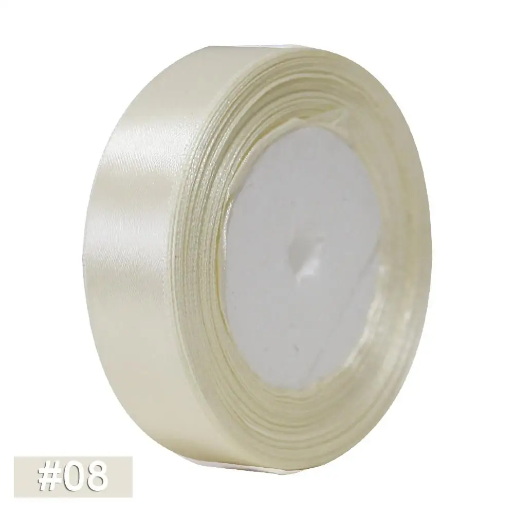 08 ivory 25 ярдов атласная отделка для шитья, кружевные ленты для вечерние украшения, свадебные украшения, ручная работа, розовые подарки, материалы для обертывания D2 - Цвет: 08 ivory