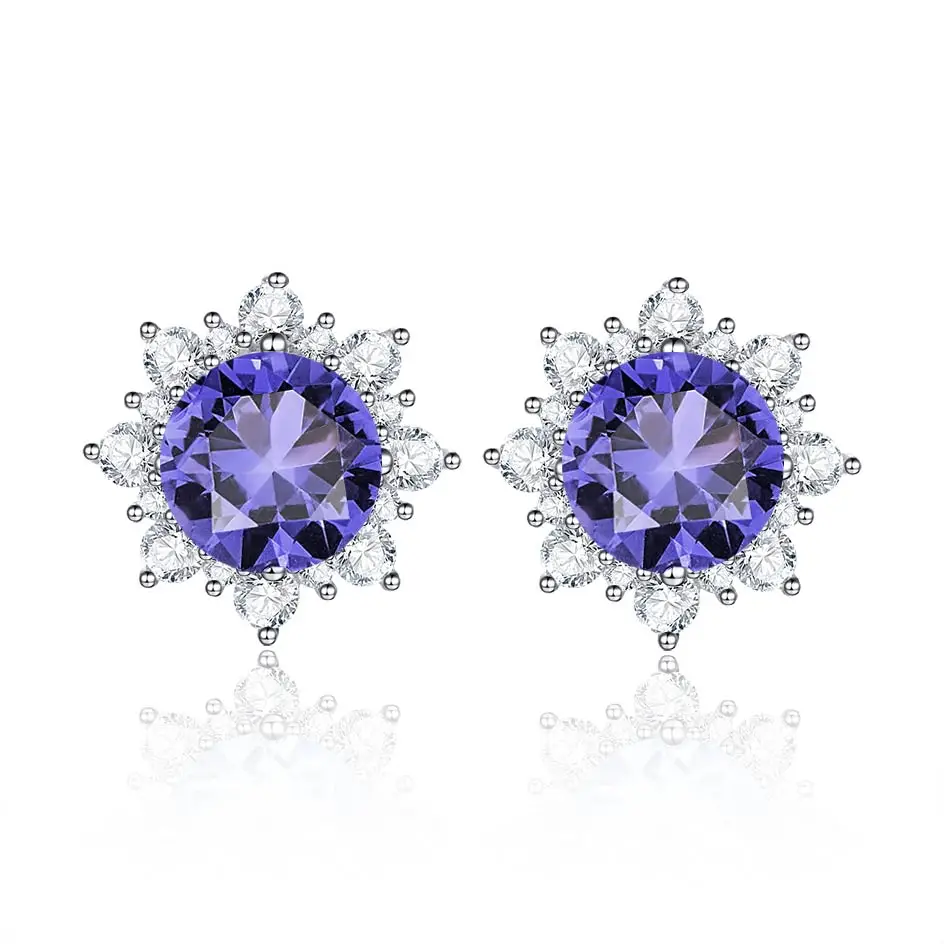Tanzanite Куололит зултанит драгоценный камень серьги гвоздики для женщин Твердые 925 пробы серебро создан цвет изменить серьги хорошее ювелирное изделие подарки - Цвет камня: Tanzanite