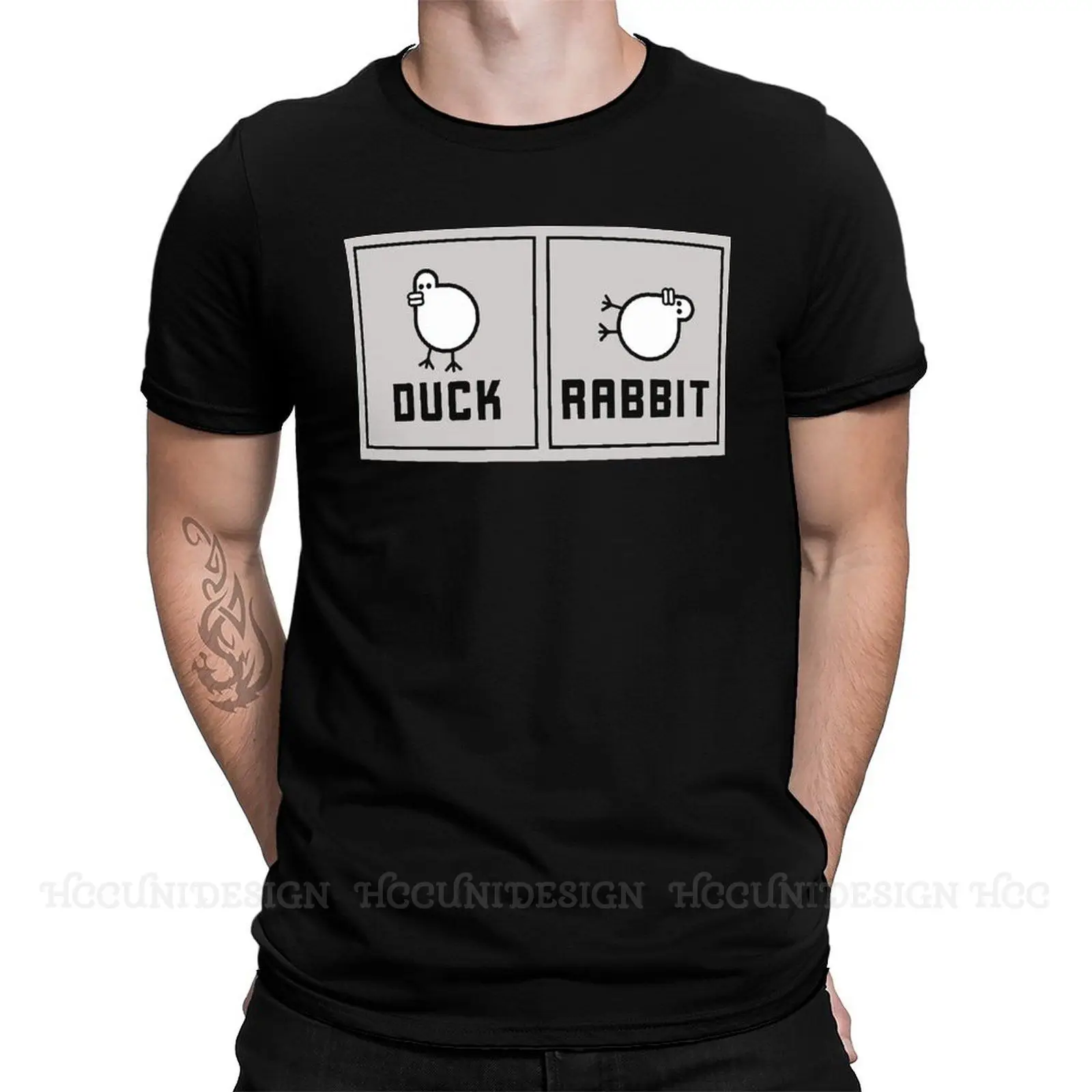

Классические мужские футболки с смешным аниме принтом "Утиный кролик", 100% хлопковая одежда, забавная футболка с круглым вырезом и короткими ...