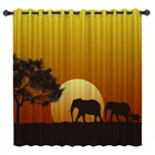 Тканевые занавески на окна, в африканском стиле, картина Слон на закате