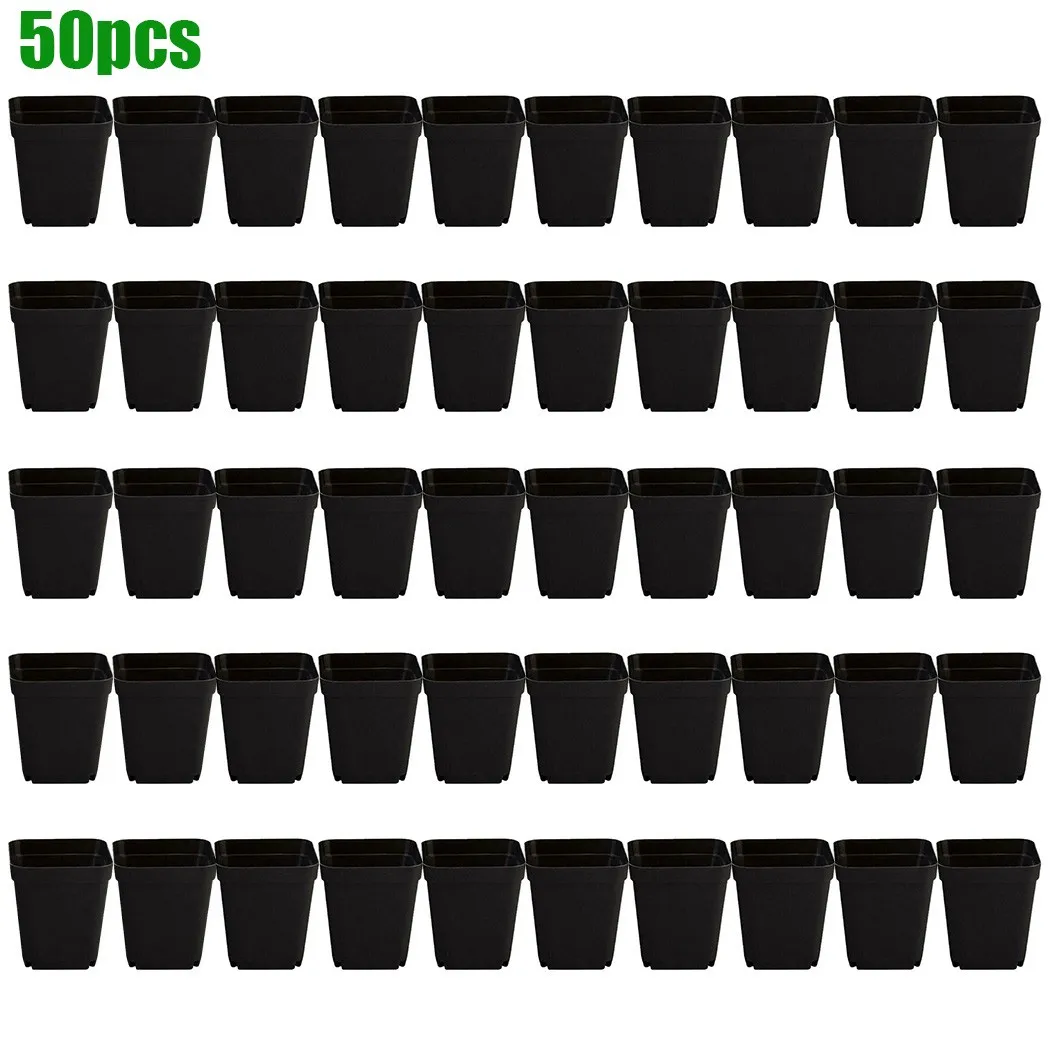 

3.15in Plant Flower Pots 50pcs Black Depth Flower Plant Pots Succulent