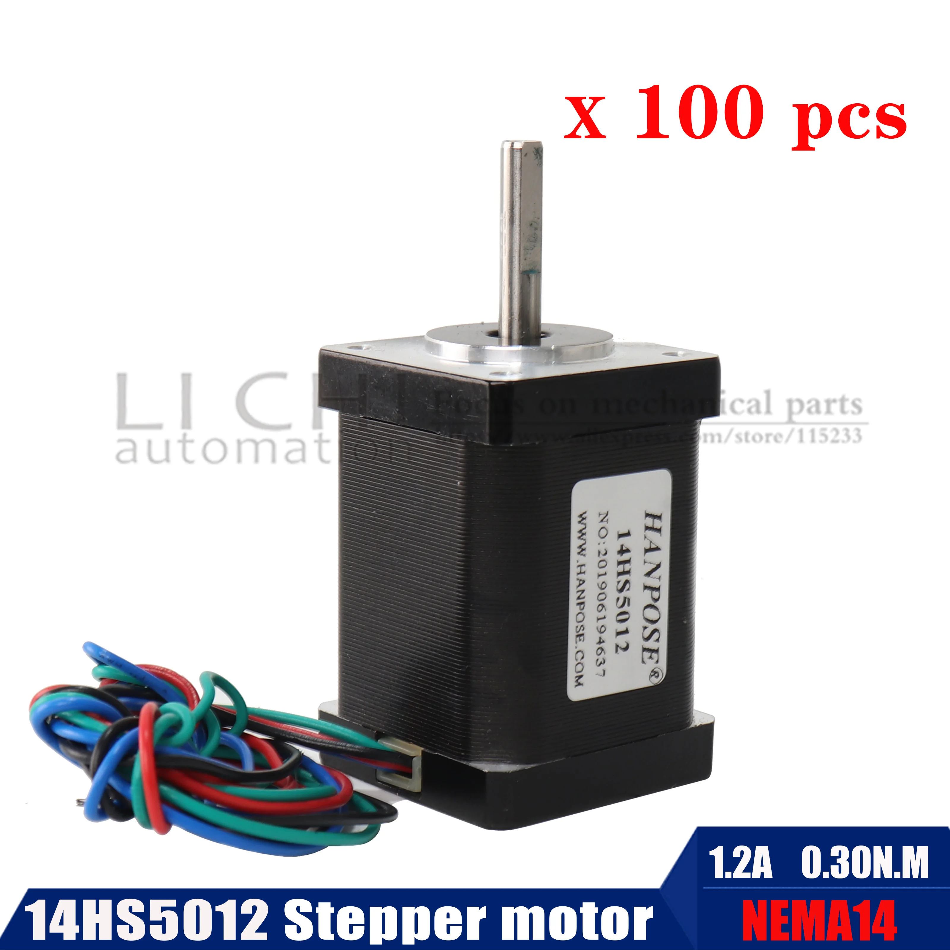 

Шаговый двигатель 14HS5012, 100 шт., 2 А, 4-выводной, 1,8 нм/нема, 14, двигатель 35 х50 мм NEMA14 для ЧПУ