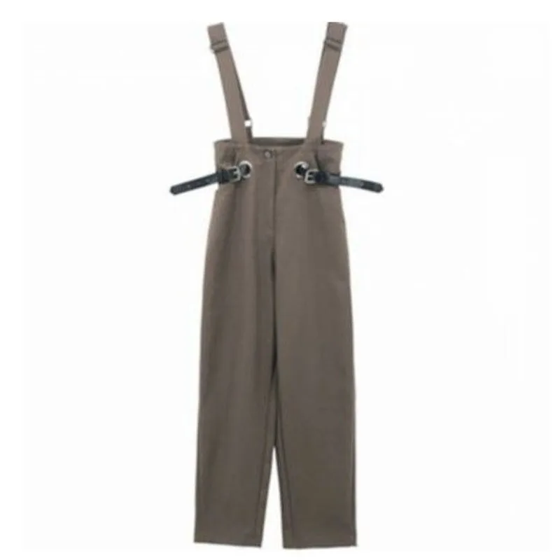 

Jumpsuits Women Overalls Casual Cargo Street-wear Harajuku Loose All-match Chic Ladies Simple Fashion Solid Straight High-waist