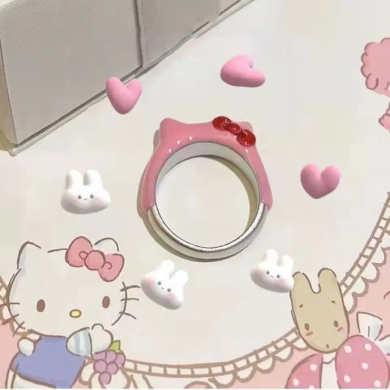 

Kawaii Cinnamoroll Hellow Kittys Sanrio плюшевые Мультяшные милые куклы регулируемый размер кольцо аниме плюшевые игрушки для девочек подарок на день рожден...