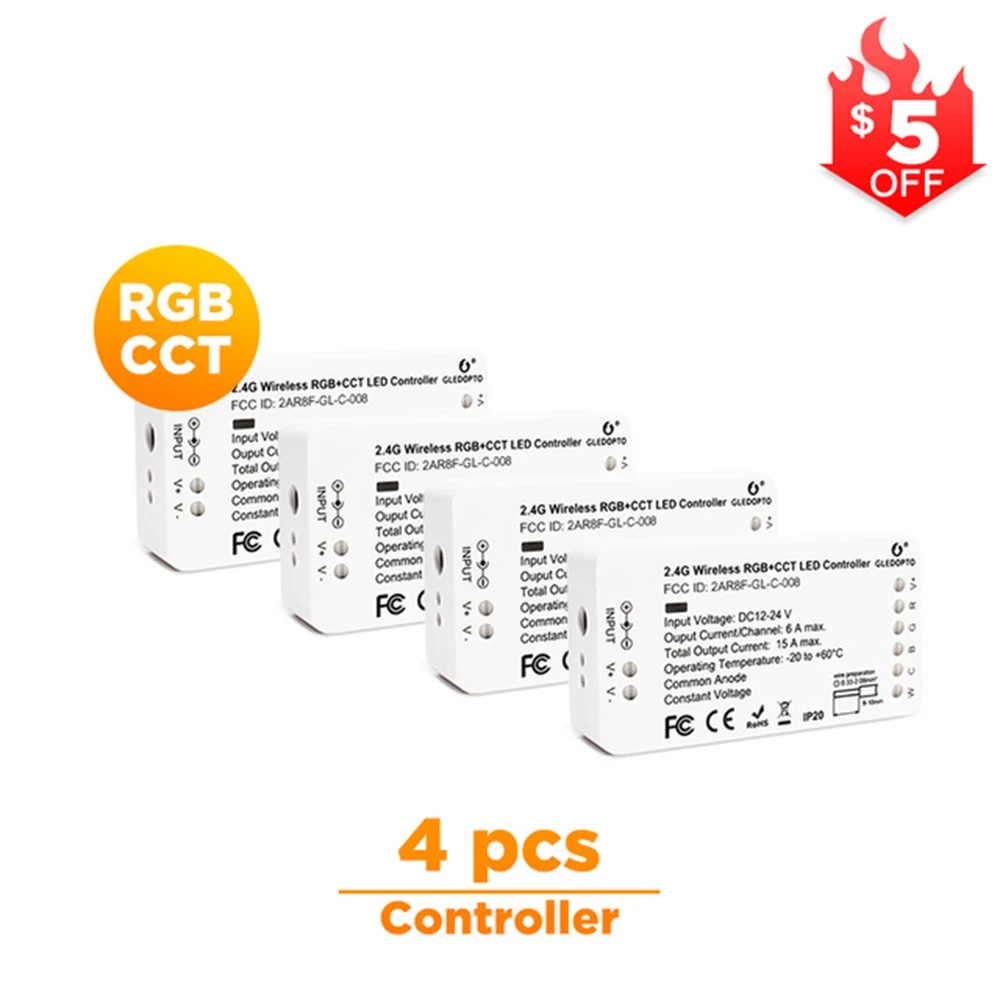4pcs RGBCCT G светодиодный opto Zigbee RGBCCT RGBW светодиодный контроллер управления Smart 12V 24V DC Голосовое управление Echo Plus Smartthings Zigbee 3,0 контроллер-концентратор - Цвет: 4pcs RGBCCT