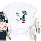 Женская футболка хорошего дня, хлопковая Футболка с принтом девушки и кошки, Женская Повседневная Свободная футболка, женская футболка в эстетическом стиле