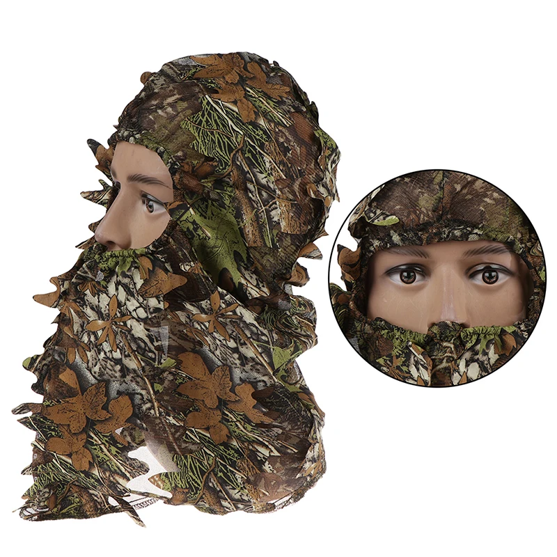 3D тренировочная маска камуфляжная тонкая дышащая для охоты с листьями лица |