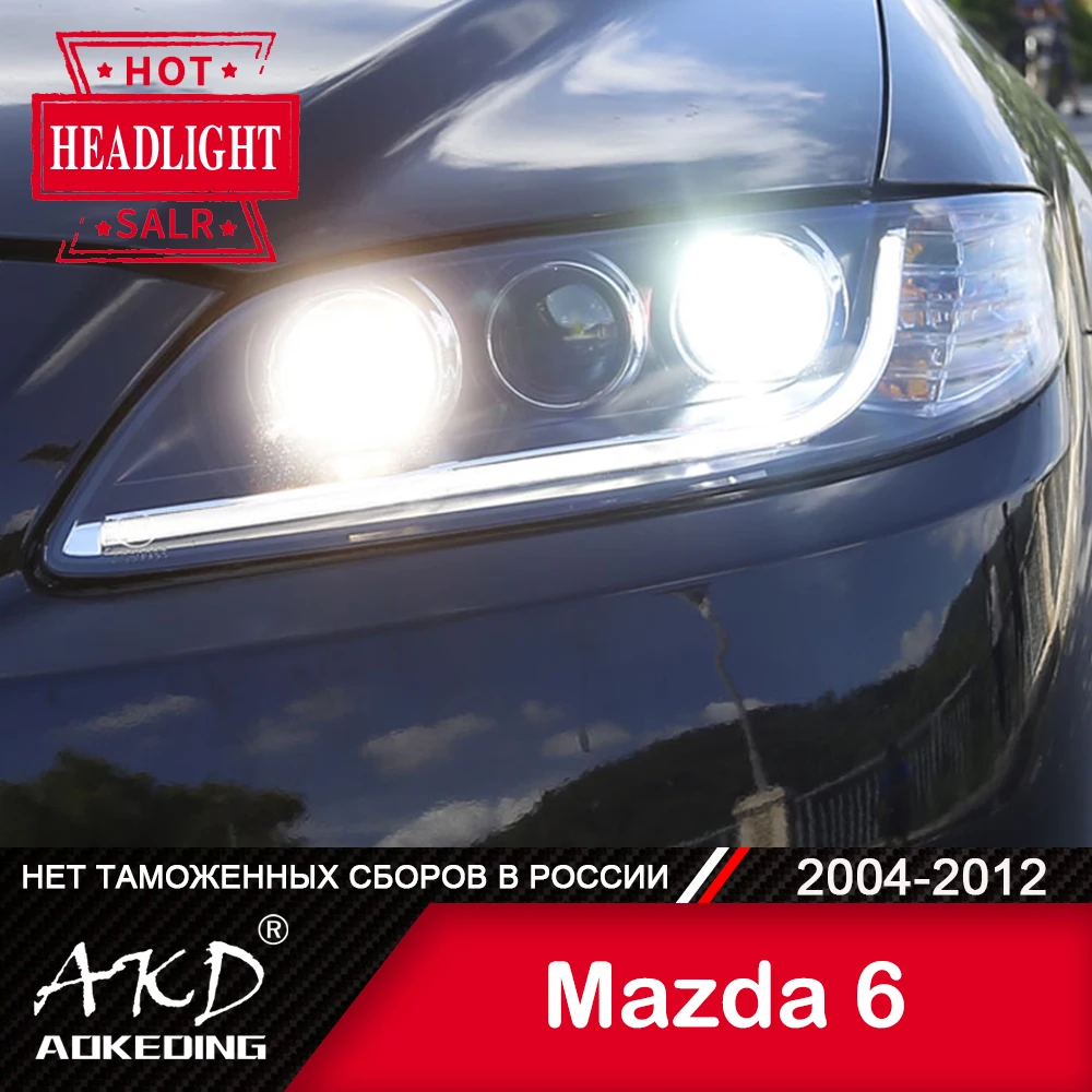 

Передняя фара для автомобиля mazda 6 2004-2012 Mazda6, автомобильные аксессуары, противотуманные аксессуары, дневные строки, дневные фонари H7, лампа ближнего света для mazda 6, фары