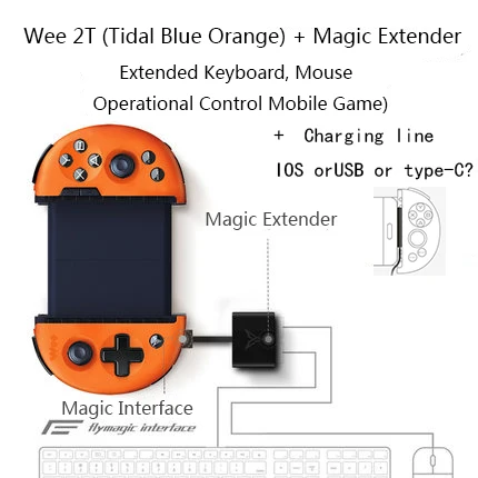 Magic Orange Pack Flydigi wee 2T pubg мобильный игровой контроллер Поддержка тела ощущение клавиатура и мышь конвертер геймпад для ios/android - Цвет: Magic Orange Pack