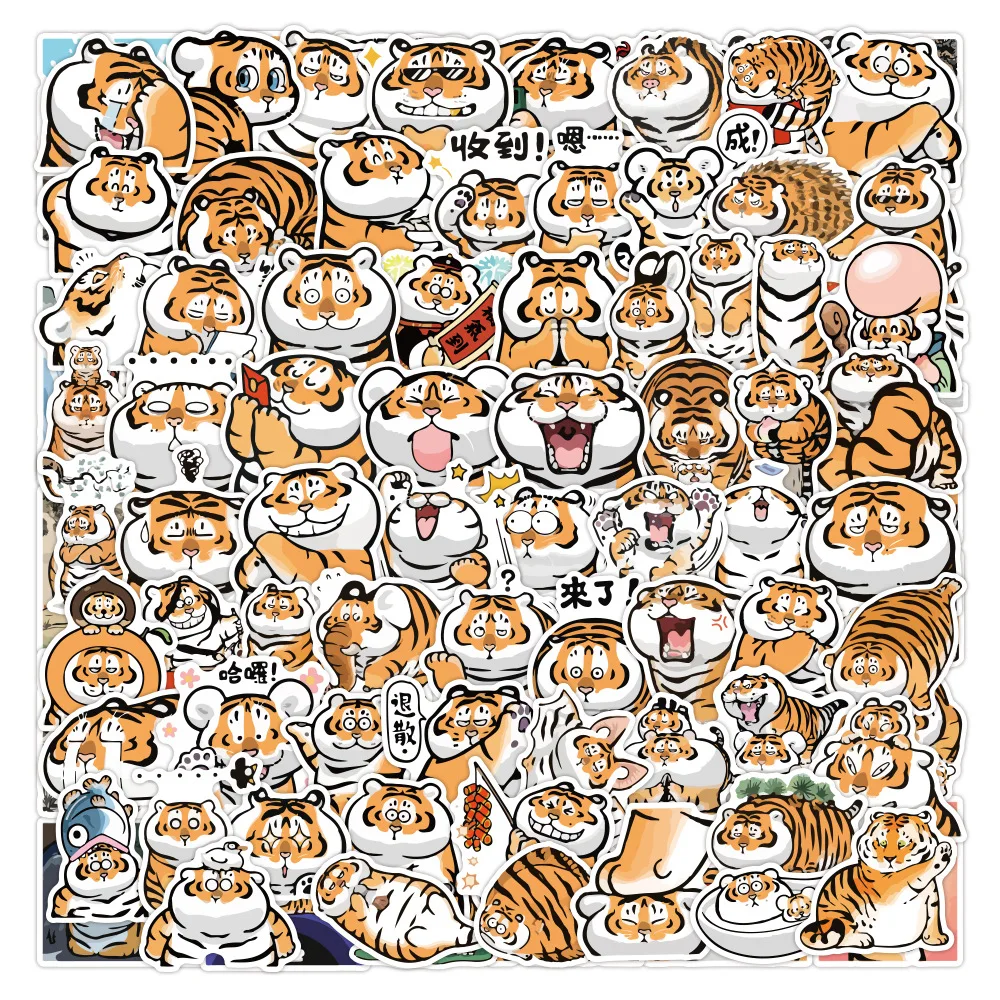 1050100pcs cute funny anime tiger animal graffiti sticker laptop guitar luggage phone office waterproof sticker decal kid toy free global shipping