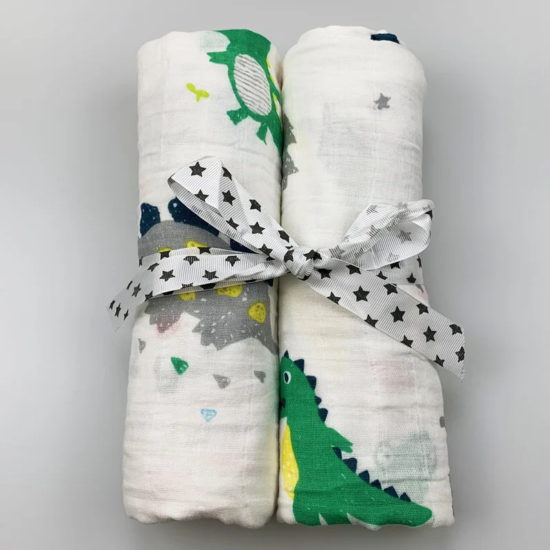 2pcs/set Newborn Baby Blanket Cotton Blanket Cartoon Pattern Multi-use Infant Stroller Cover Towel Baby Muslin Swaddle Wrap - Цвет: 7