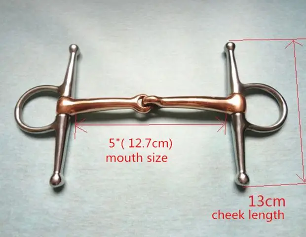 " Нержавеющая сталь полный щек Snaffle рот бит с медным ртом, ТЭК H0978