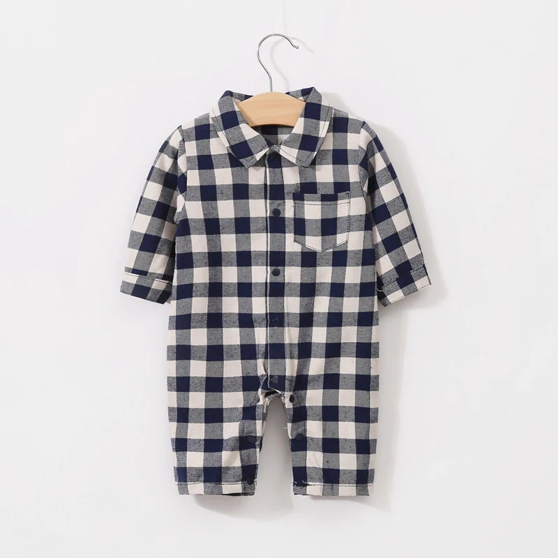 Новый осенний комбинезон для маленьких мальчиков повседневный Детский в клетку