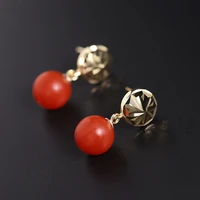 daimi baoshan persimmon red south red agate earrings womens natural 925 sterling silver jade earrings