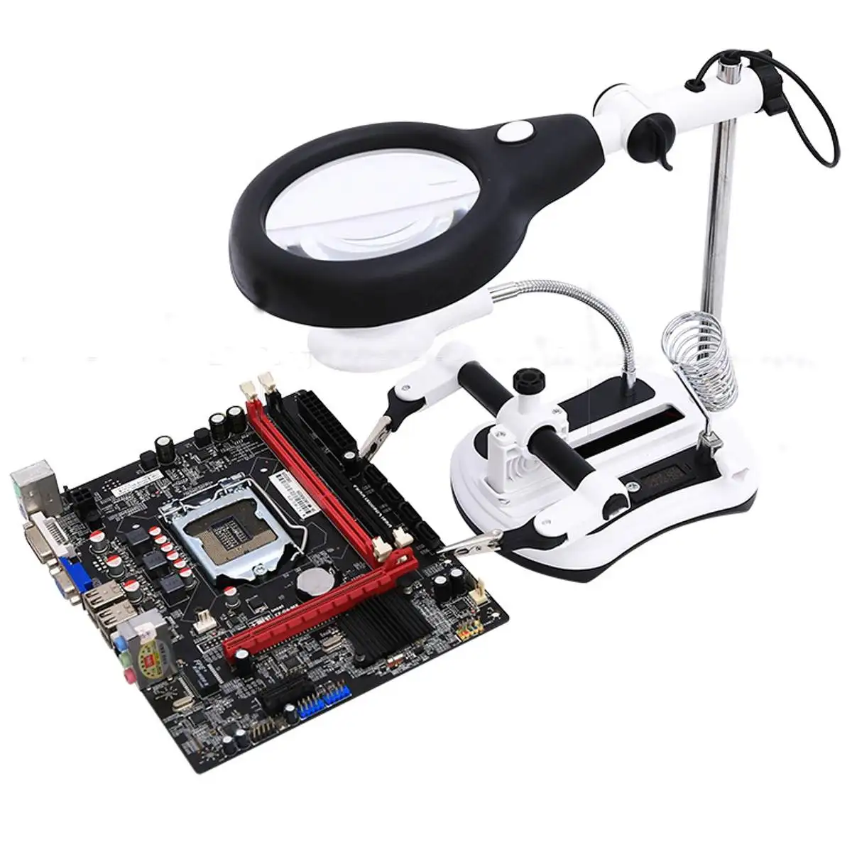 18 светодиодный Многофункциональный сварочный увеличительный зажим 5X/10X с