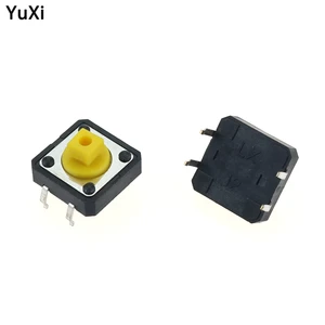 10pcs 12x12x7.3 mm PCB Tactile Switches Yellow Square SMD Mini Push Button Tact Switch 12*12*7.3 mm Micro switch 4pin