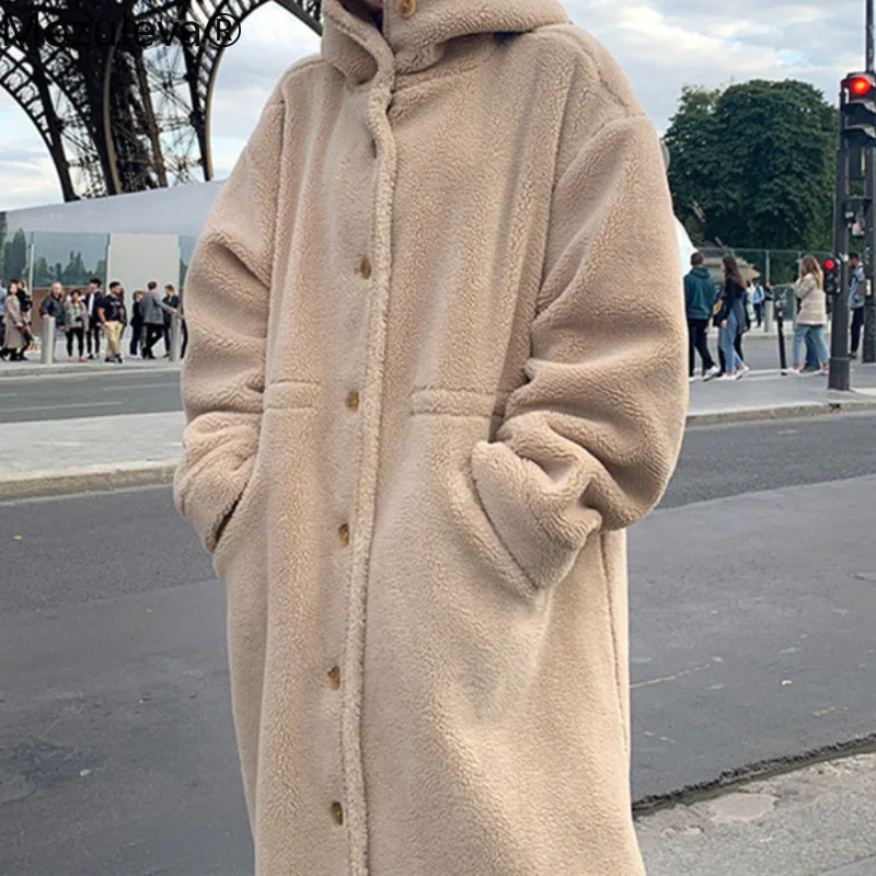 Женское длинное пальто из искусственного меха на осень/зиму | Женская одежда