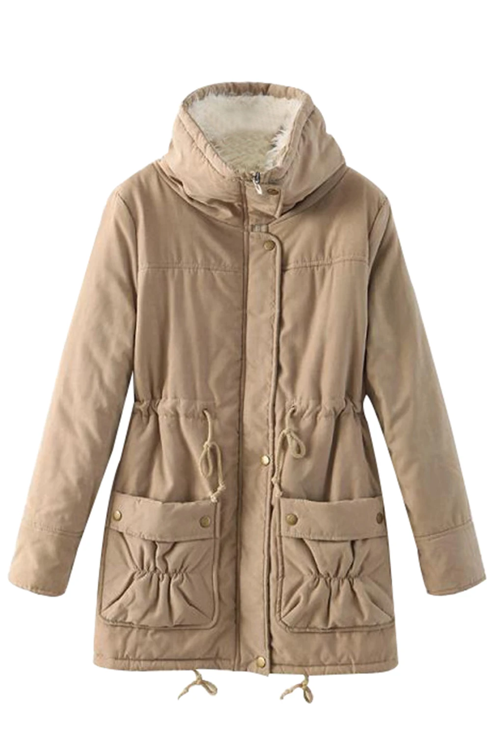 Winter Cotton Coat Women Solid Slim Snow Outwear Medium-long Wadded Jacket Thick Padded Warm Parkas Army Green | Женская одежда