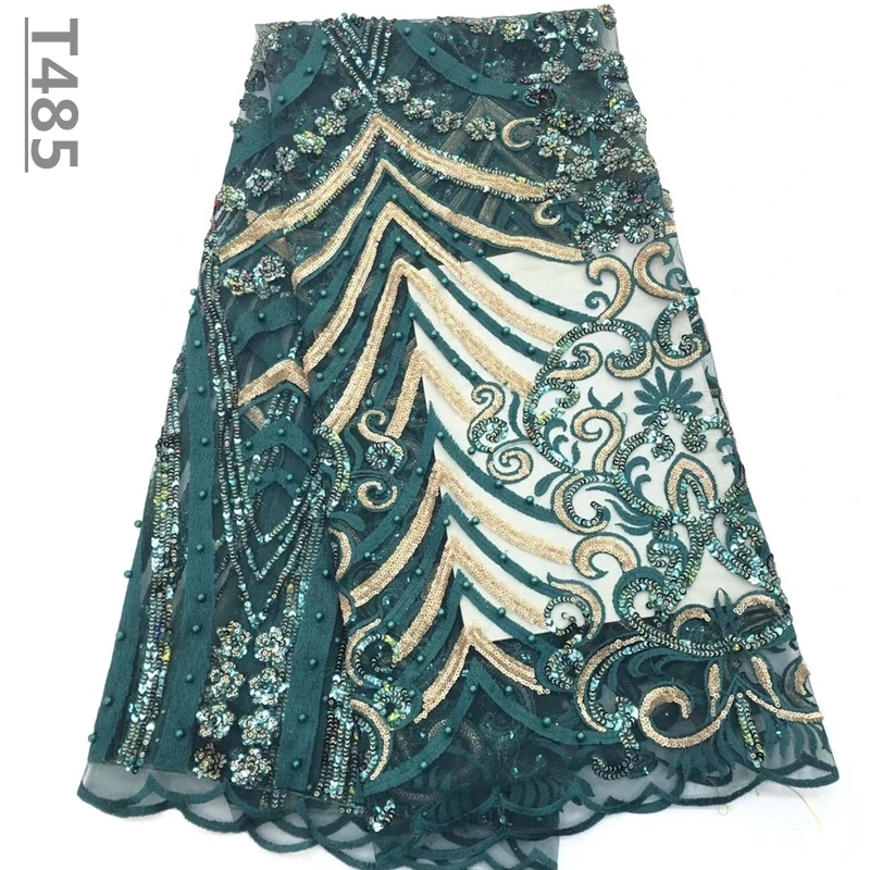 2018 High Quality Embroidery African Lace Fabric Tulle Beaded Net French Guipure Material Sky Blue Nigerian Fabrics | Дом и сад