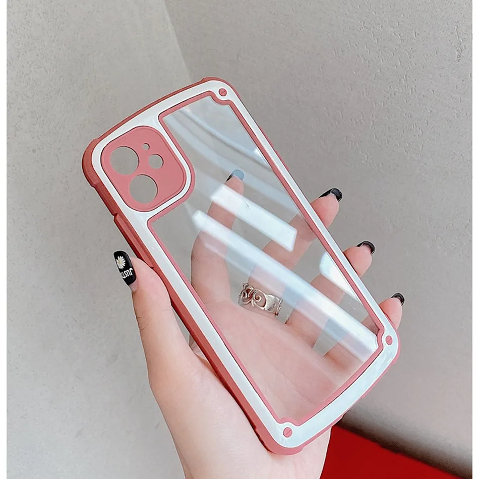Фото Зеркальный чехол для камеры IPhone 11 Pro Max, силиконовый пластиковый прозрачный чехол конфетного цвета для IPhone SE 2020 XR XS Max 7 8 Plus, коробка №2