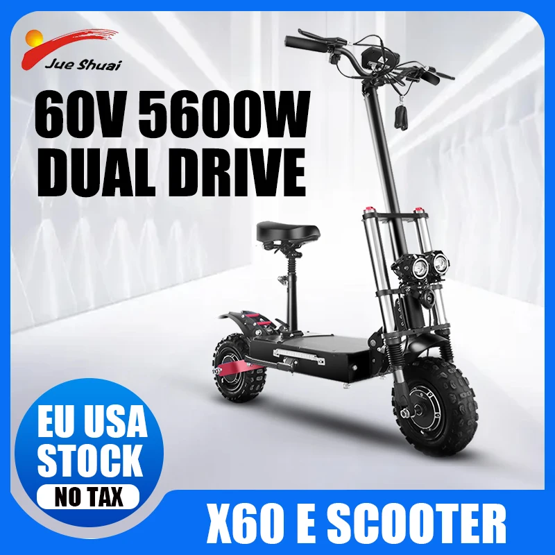 

60V 5600W Dual Motor Electric Scooters Adults with Seat 80KM/H Fast Electric Scooter Foldable E Scooter EU USA Stock Duty Free