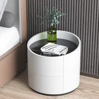 2021 new modern light luxury black and white double drawer night table compact bedroom hotel furniture