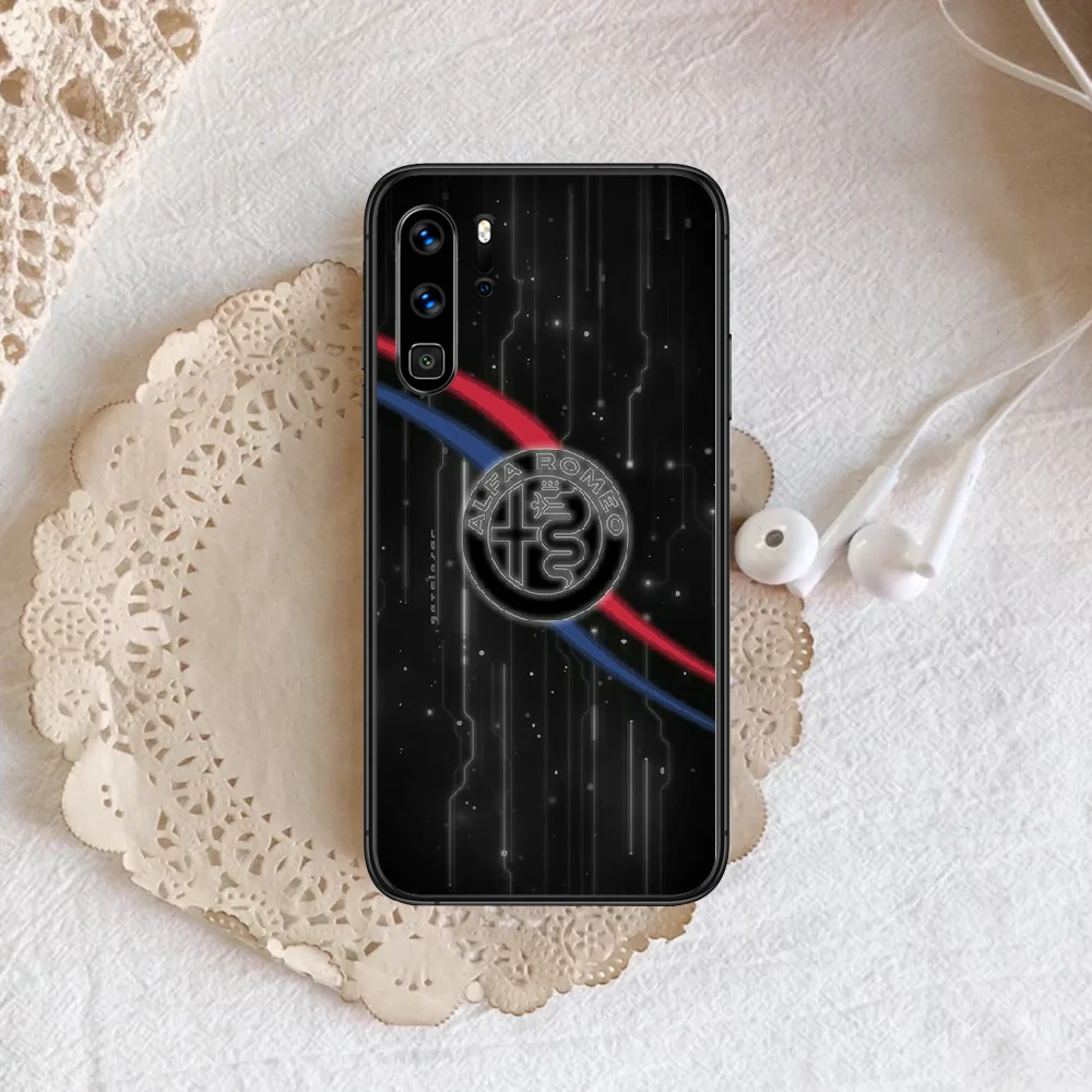

Italian Alfa Romeo Car Phone Case For Huawei P Mate 10 20 30 40 Pro Lite Smart 2019 2021 black Coque Trend Hoesjes Luxury