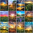 AZQSD алмазная живопись закат цветы 5D Diy полная дрель Алмазная вышивка пейзаж мозаика домашний декор наборы крестиков