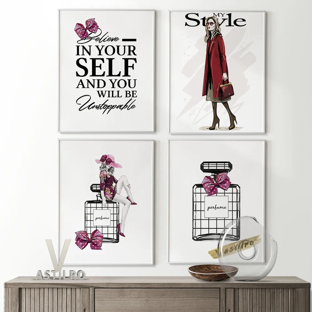 

Fashion Illustration Designer Perfume Bottle Watercolor Print Poster Cosmetics Clipart Wall Decor Canvas Painting Room Decorate