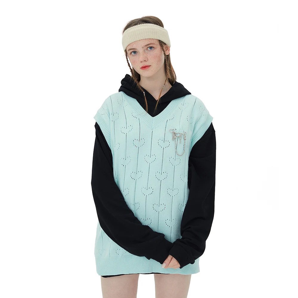 

Dark Icon V-neck Sweater with Sleeveless Autumn Women Vest Couple Clothing