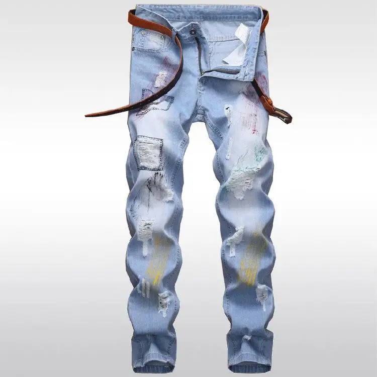 

Новое поступление, мужские Модные Классические джинсовые брюки, прямые брюки, стильные джинсы