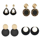 Черные акриловые геометрические Висячие золотые серьги-капли для женщин корейские массивные квадратные круглые серьги ювелирные изделия для вечерние Brincos