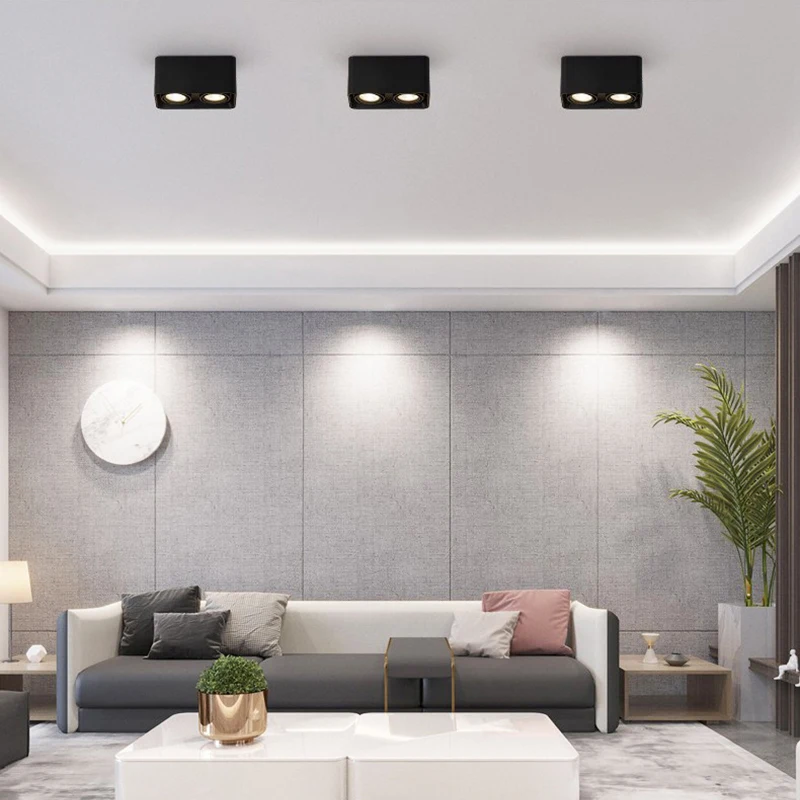 

Dimmable Square Surface Mounted Ceiling Lamps Downlight GU10 Base 10W 20W Ceiling Spot Light Balck / White For Living Room