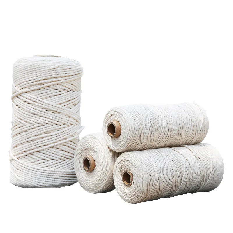 

1mm 2mm 3mm Macrame cord Twisted Cotton Rope White Beige Handmake String DIY Home Decorative Accessoreis