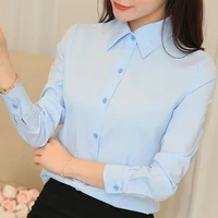 korean fashion women shirts women tops long sleeve casual chiffon blouse female work wear whitepink office button up shirt