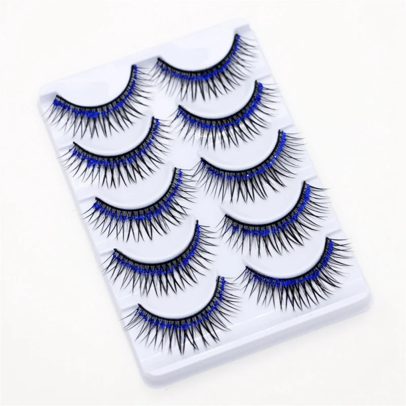 Блеск толстые 5 пар Накладные ресницы Хэллоуин вечерние Макияж для лица коробка