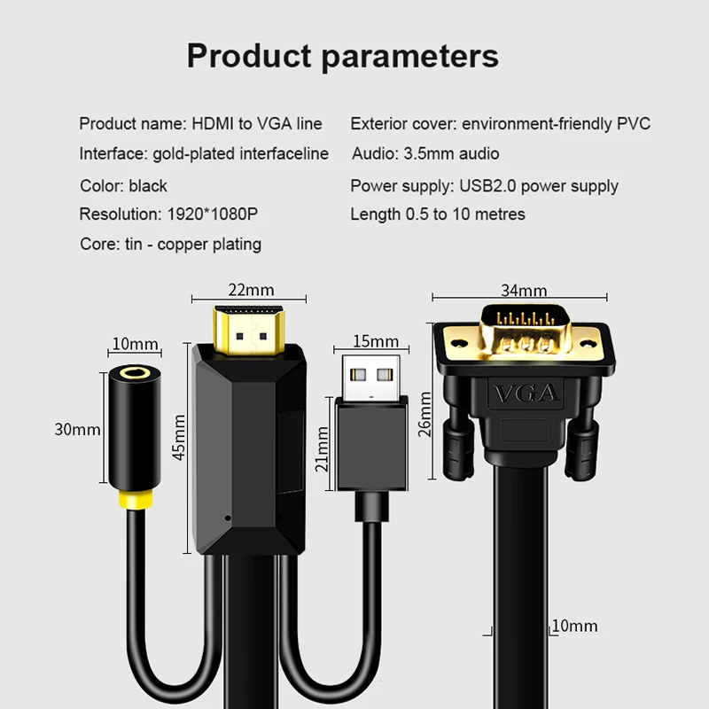 Aux hdmi Usb Vga конвертер с автономным аудио интерфейсом 1080p VGA HDMI конвертер кабель для ноутбука проектор Usb Aux Ps4