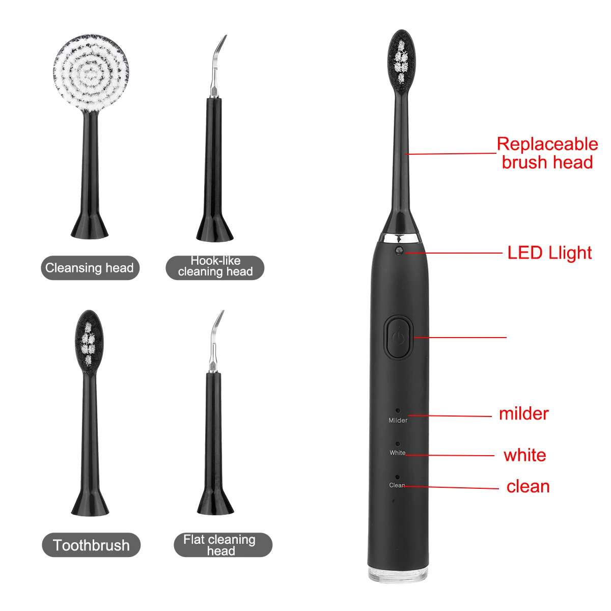

SPZ High Vibrations Electric Oral Cleaning Kit Dental Tool Electric Toothbrush USB Rechargeable Tooth Cleaner Portable
