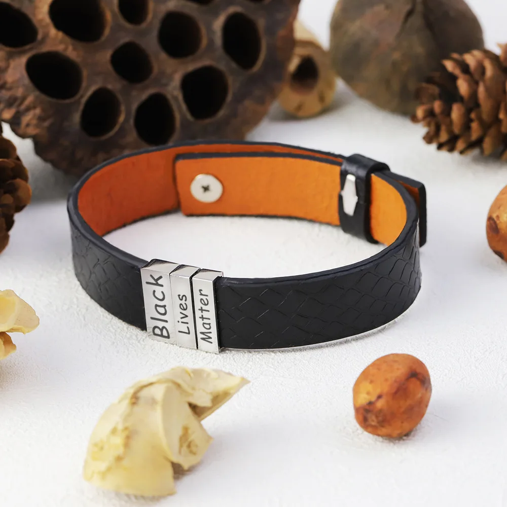 

Europe Width Leather Ancient Chain Bracelet Male Quote * I Can't Breath * Black Lives Matter* Bangle Wristlet Men Jewelry Gift