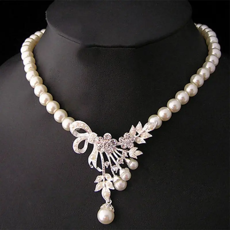 В винтажном стиле С искусственным жемчугом ювелирные наборы для женщин Свадебная обувь с украшением в виде