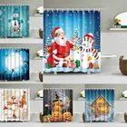 Рождественские занавески для ванной домашний декор зимняя снежинка снеговик Санта-Клаус Водонепроницаемая занавеска для душа занавески для ванной