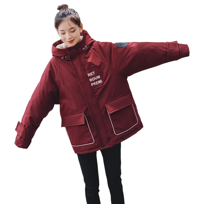 Шикарное зимнее пуховое пальто с капюшоном для пекарни Плотная Теплая стеганая