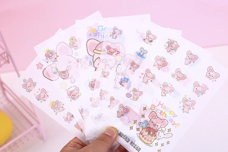 

6pcs Lovely pig paper Transparent Organizer Calendar Diary Book Planner Sticker Scrapbook Decoration papeleria sale