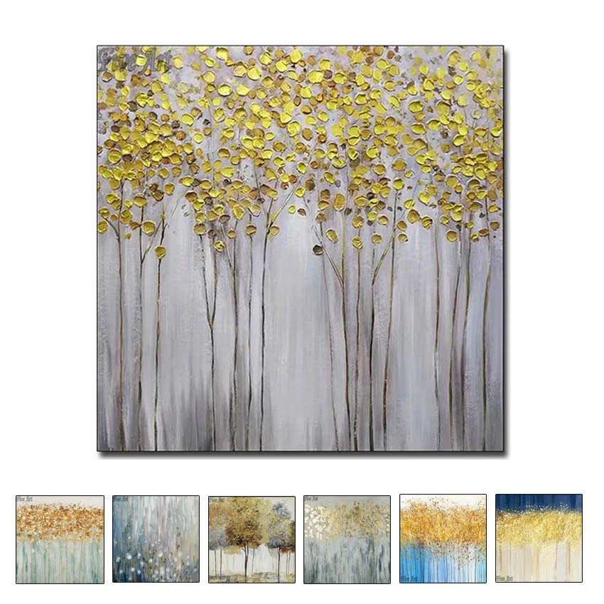 

Handpainted Oil Paintings Pictures Living Room Wall Art Frameless 1 Pieces Romantic Paintings Sliver Flowers Modular Home Decor